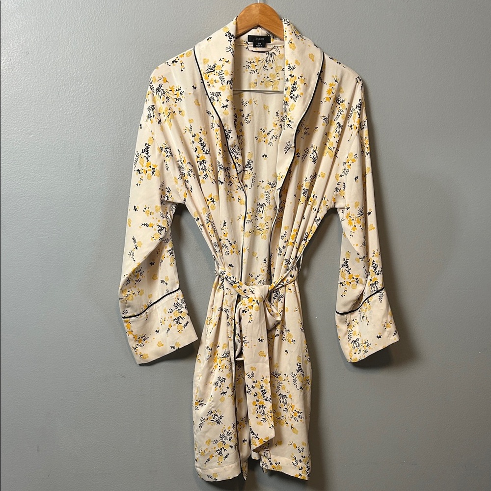 J. Crew Easy-Luxe ECO Robe Budding Floral Print S/M Color Grande Jardin Yellow